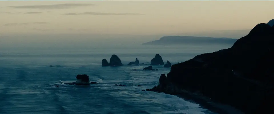 Sea stacks along the West Coast at dusk. Still from ROOTS, Alexis Berg / Little Hell